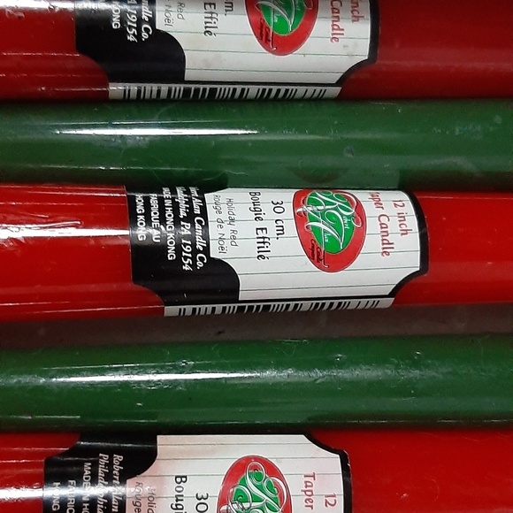 Robert Alan 12" Taper Candles Dark Green and Red - Picture 5 of 8